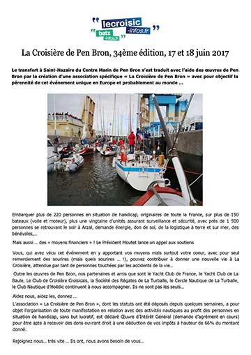 La Croisière de Pen Bron, 34ème édition, 17 et 18 juin 2017