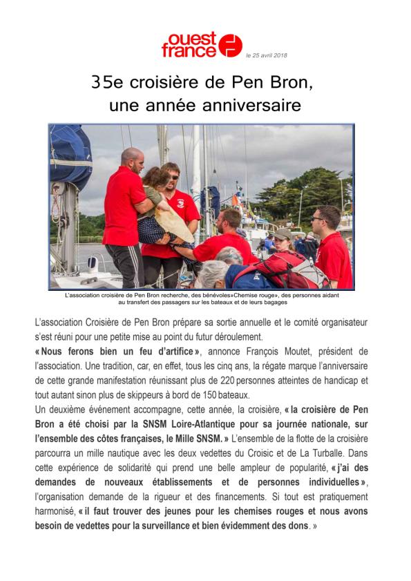 35e croisière de Pen Bron, une année anniversaire